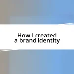 How I created a brand identity