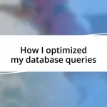 How I optimized my database queries