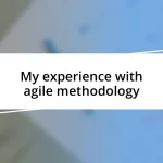 My experience with agile methodology