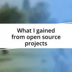 What I gained from open source projects