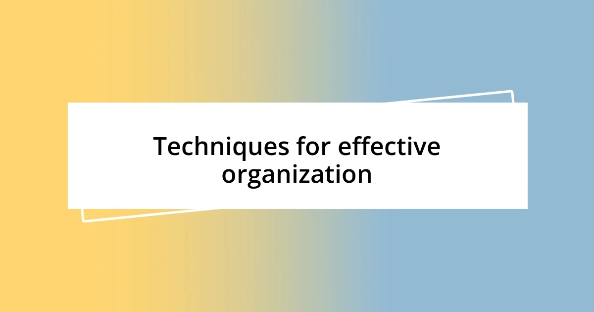 Techniques for effective organization