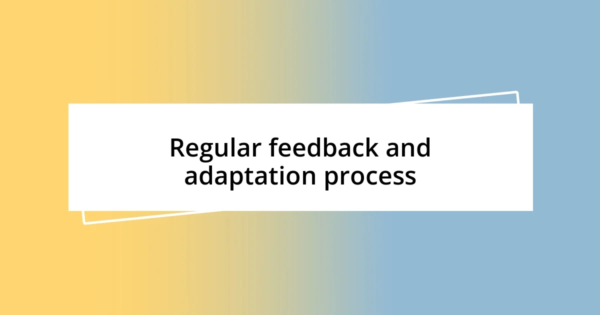 Regular feedback and adaptation process