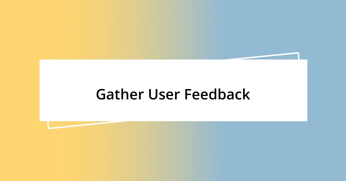 Gather User Feedback