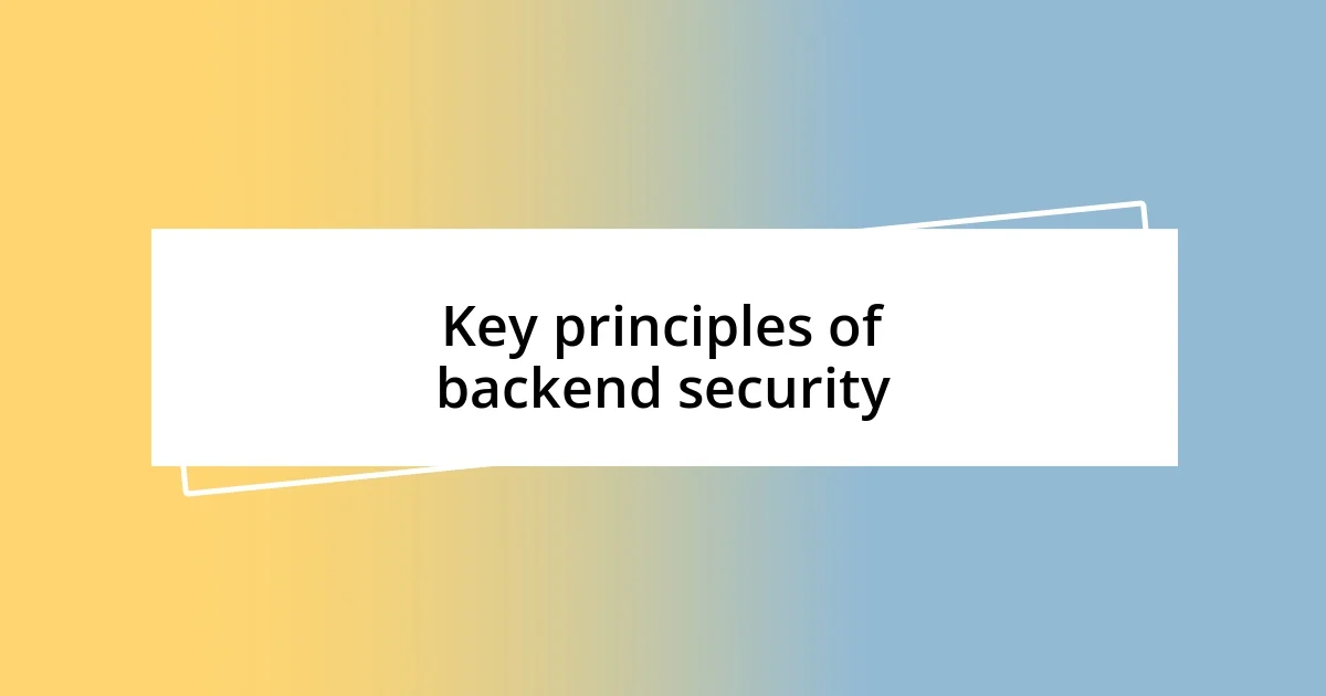 Key principles of backend security