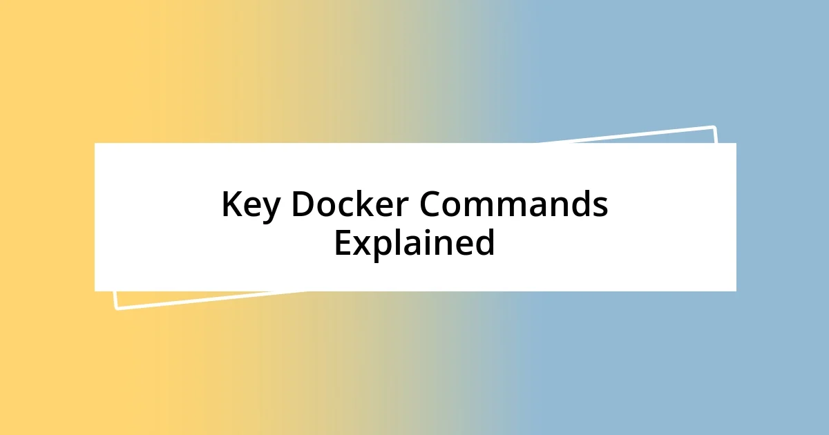 Key Docker Commands Explained