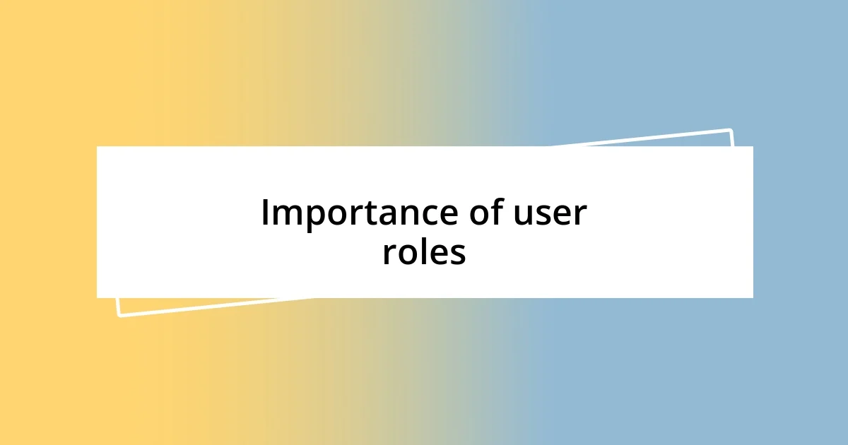 Importance of user roles